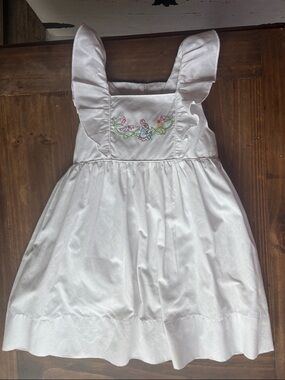 Classic White Floral Embroidered Girls' Dress
